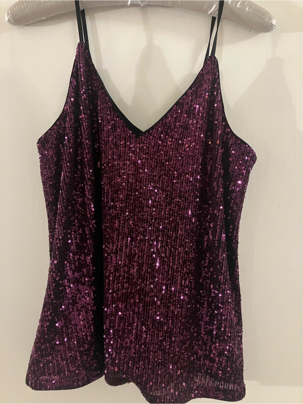 Express Purple Sequin V-Neck Cami